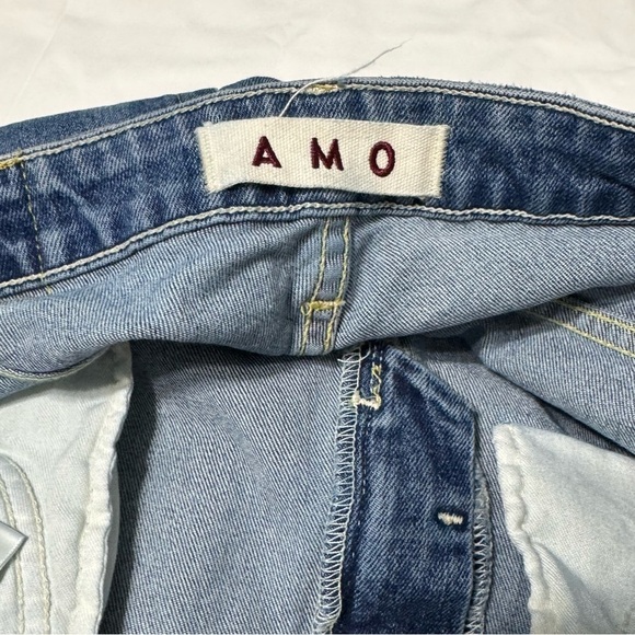 Amo Jeans Women's Size 29 Loverboy High Rise Twist Fray Distressed Blue Denim - Picture 12 of 15